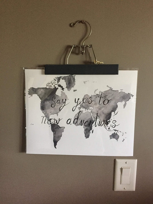 Custom Script World Map, Custom saying painted on map, World Map Poster with Custom words, Emilie Taylor Art