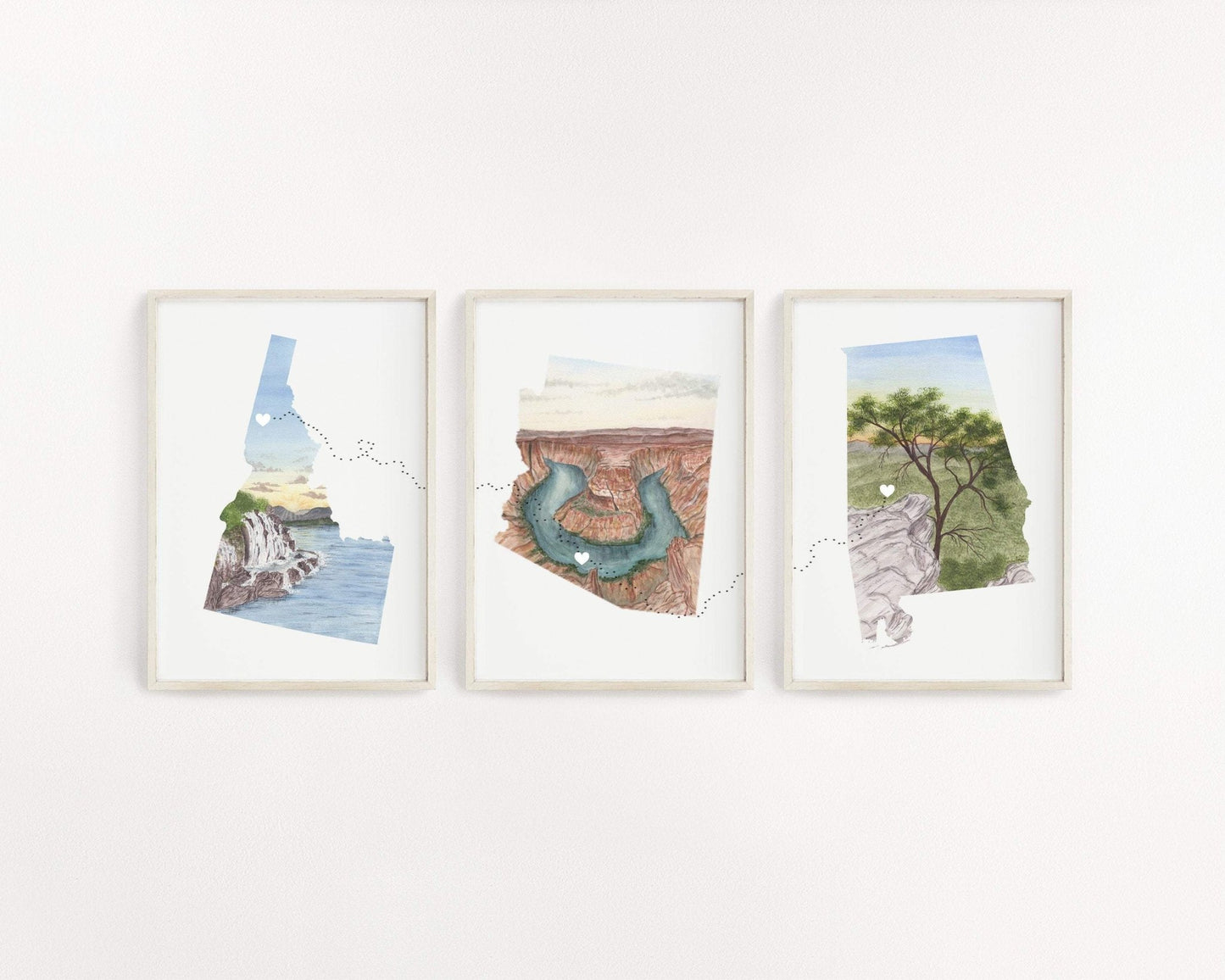 Custom Trail State to State Print, Custom Home State Art, long distance relationship gift Emilie Taylor Art