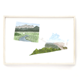 Custom Trail State to State Print, Custom State Art, Moving State Gift, States with Heart Trail Emilie Taylor Art