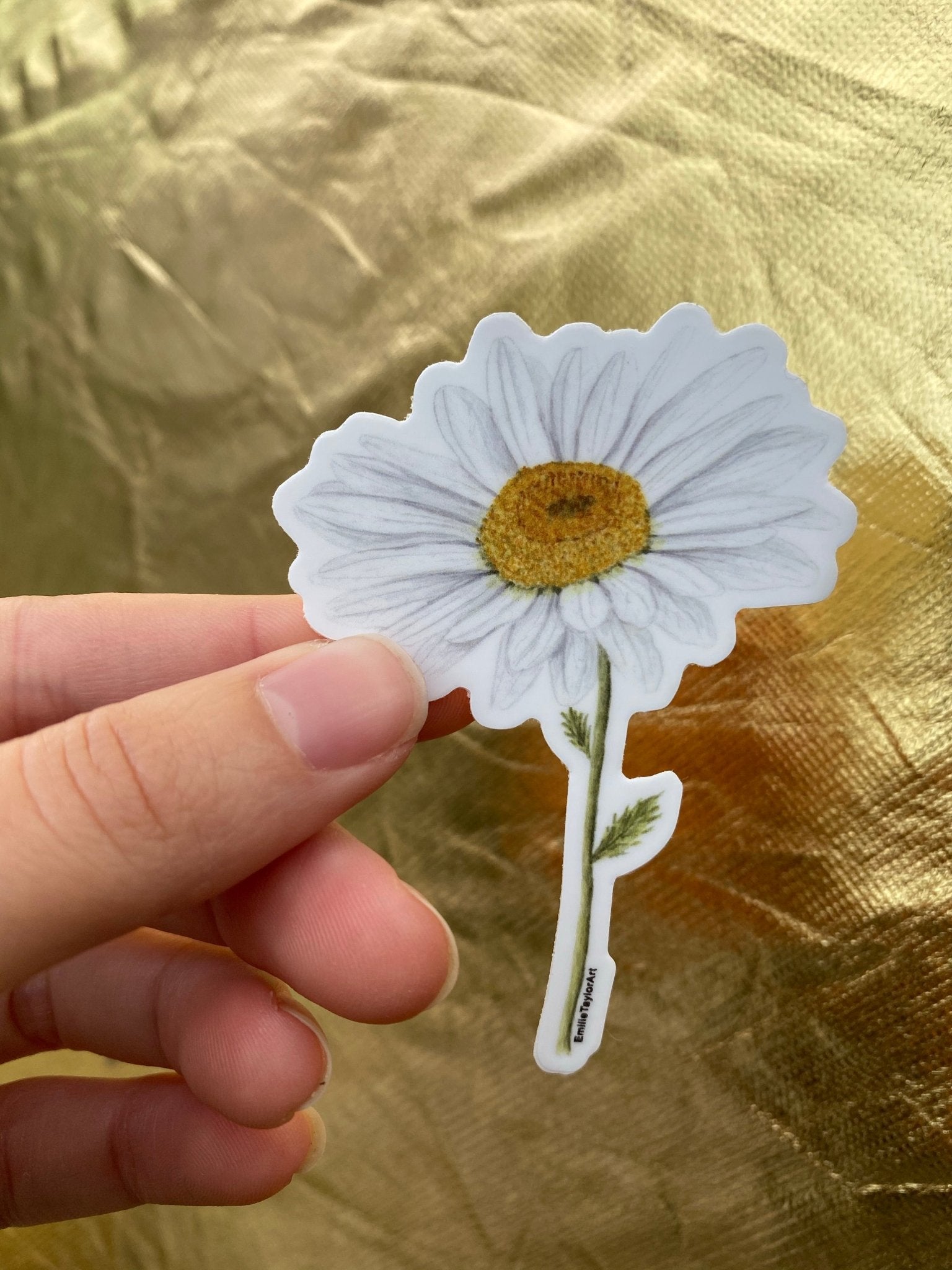 Daisy Decal, Watercolor Daisy Sticker, Mini Flower Decal, Flower Sticker Emilie Taylor Art