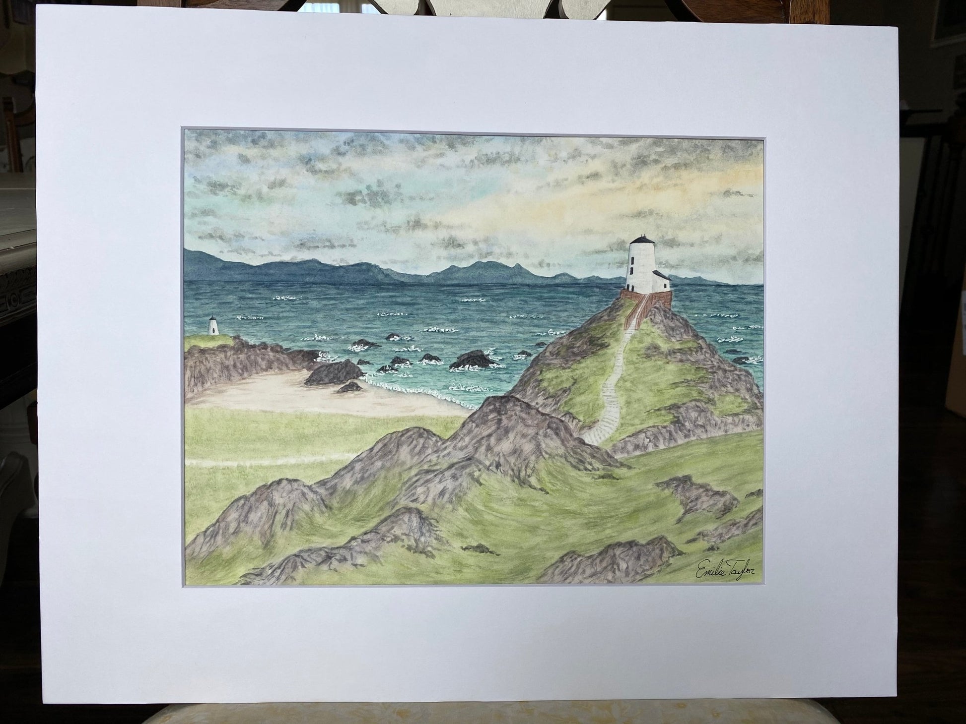 Day Beacons Original Painting Mated to size 16x20 Emilie Taylor Art
