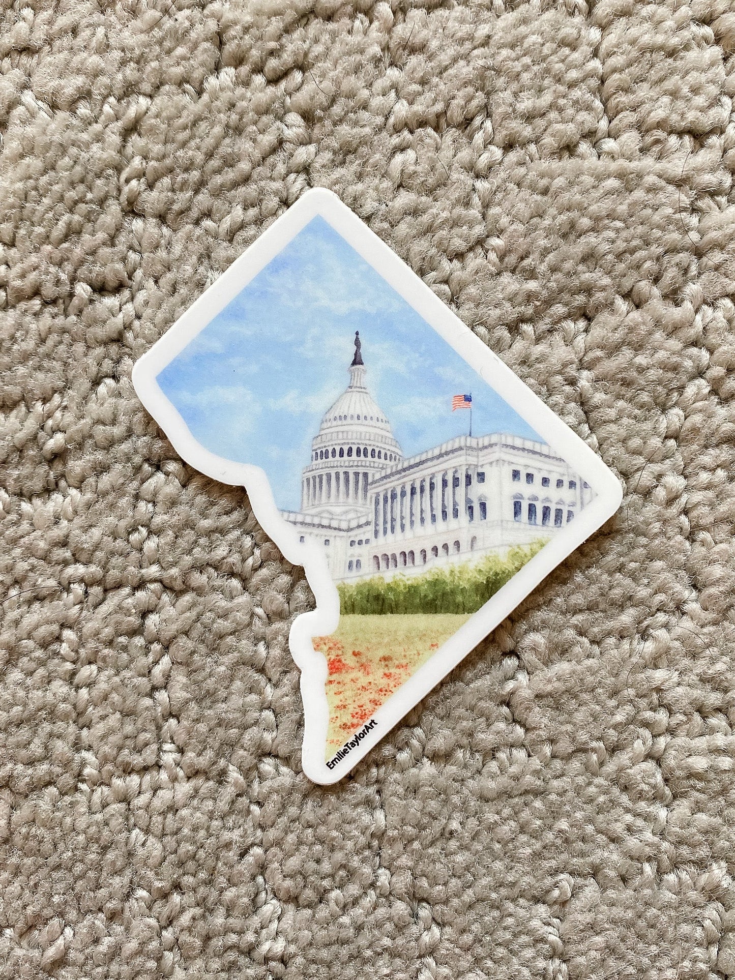 DC Decal, Watercolor DC Sticker, DC Car Decal, Capital Decal, State Sticker, Thermos Decal, Waterproof District of Colombia Decal Emilie Taylor Art