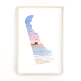 Delaware Watercolor Print, Delaware State Art, Home State Art, Delaware Map Art, Long distance gift Emilie Taylor Art