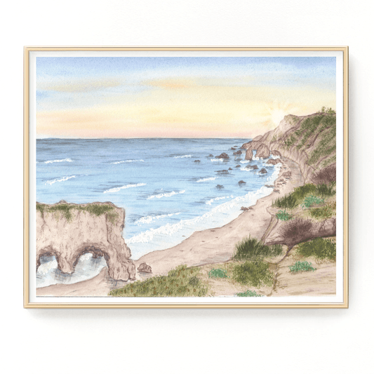 El Matador Beach Watercolor Painting, California Art, El Matador Print, California Art Souvenir Emilie Taylor Art
