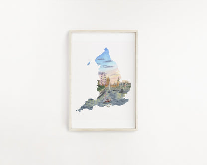 England Watercolor Print, England Art, London Painting, Big Ben, England Souvenir Emilie Taylor Art