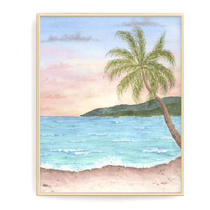 Tropical Beach Watercolor Painting, Beach Art,  Beach Gift, Vacation Art Souvenir, Beach Seascape - Emilie Taylor Art
