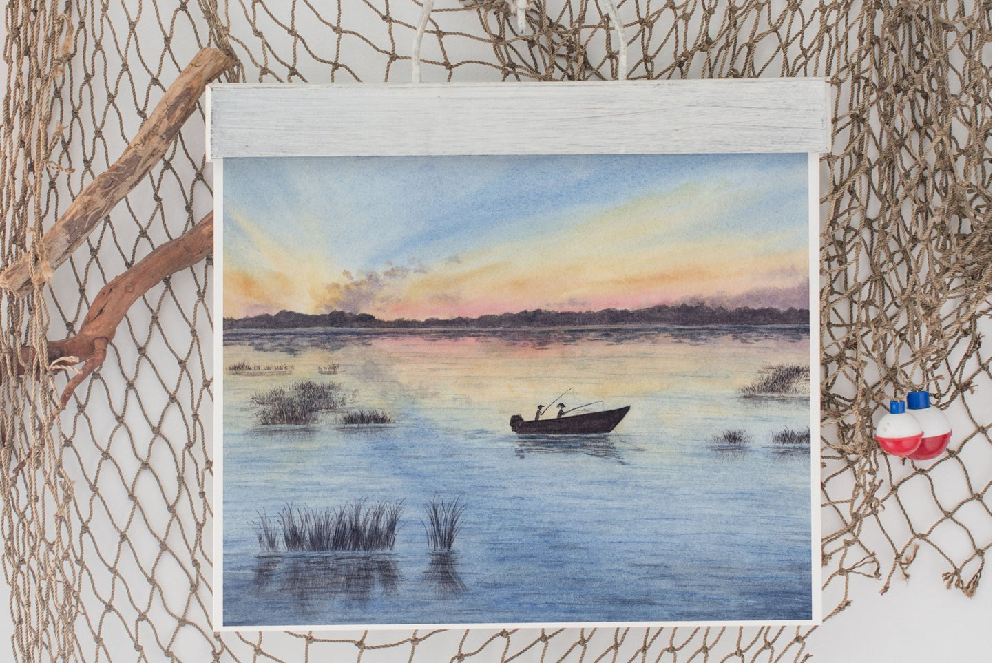 Fishing for Two" Watercolor Painting, Lake Art, Lake home Print, Lake home Gift, Fishing Art, Lake House Art Emilie Taylor Art