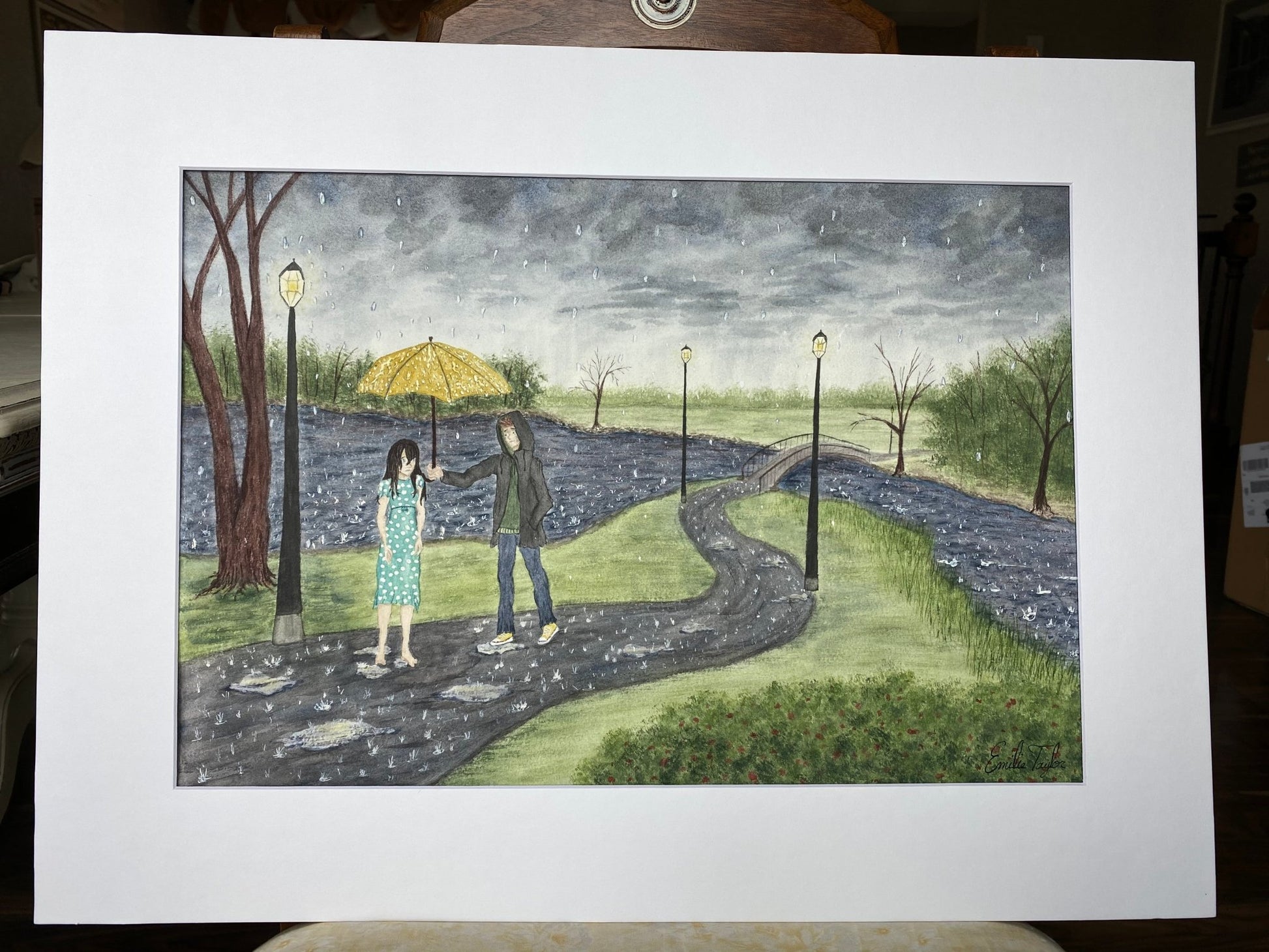 Follow Me Down Original Painting Mated to size 18x24 Emilie Taylor Art
