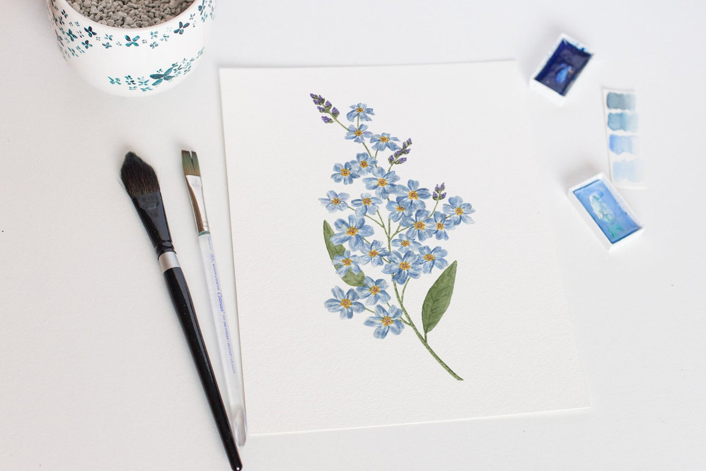 Forget Me Not Print, Watercolor Forget Me Nots Painting, Blue Floral Art, Blue Flowers Emilie Taylor Art