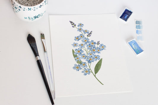 Forget Me Not Print, Watercolor Forget Me Nots Painting, Blue Floral Art, Blue Flowers Emilie Taylor Art