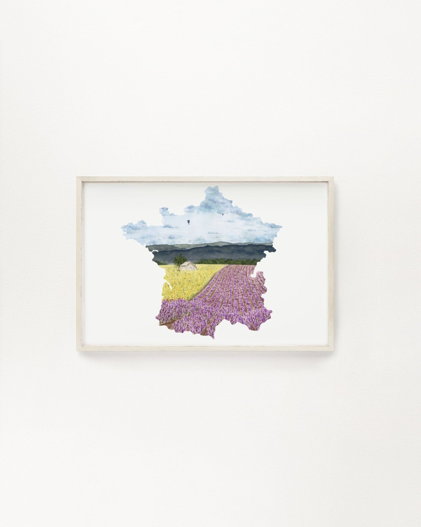 France Watercolor Print, France Art, Lavender Fields Emilie Taylor Art