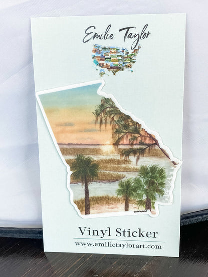 Georgia Decal, Watercolor Georgia Sticker, GA Car Decal, State Decal, State Sticker, Thermos Decal, Waterproof Georgia Decal, GA Decal Emilie Taylor Art