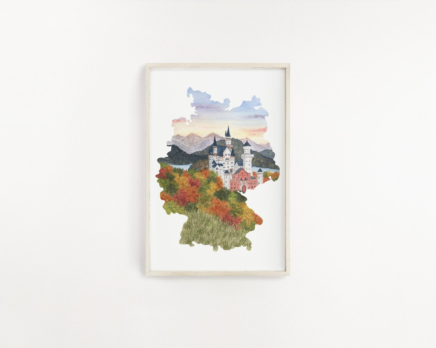 Germany Watercolor Print, Germany Painting, Neuschwanstein Castle, Germany Gift Emilie Taylor Art