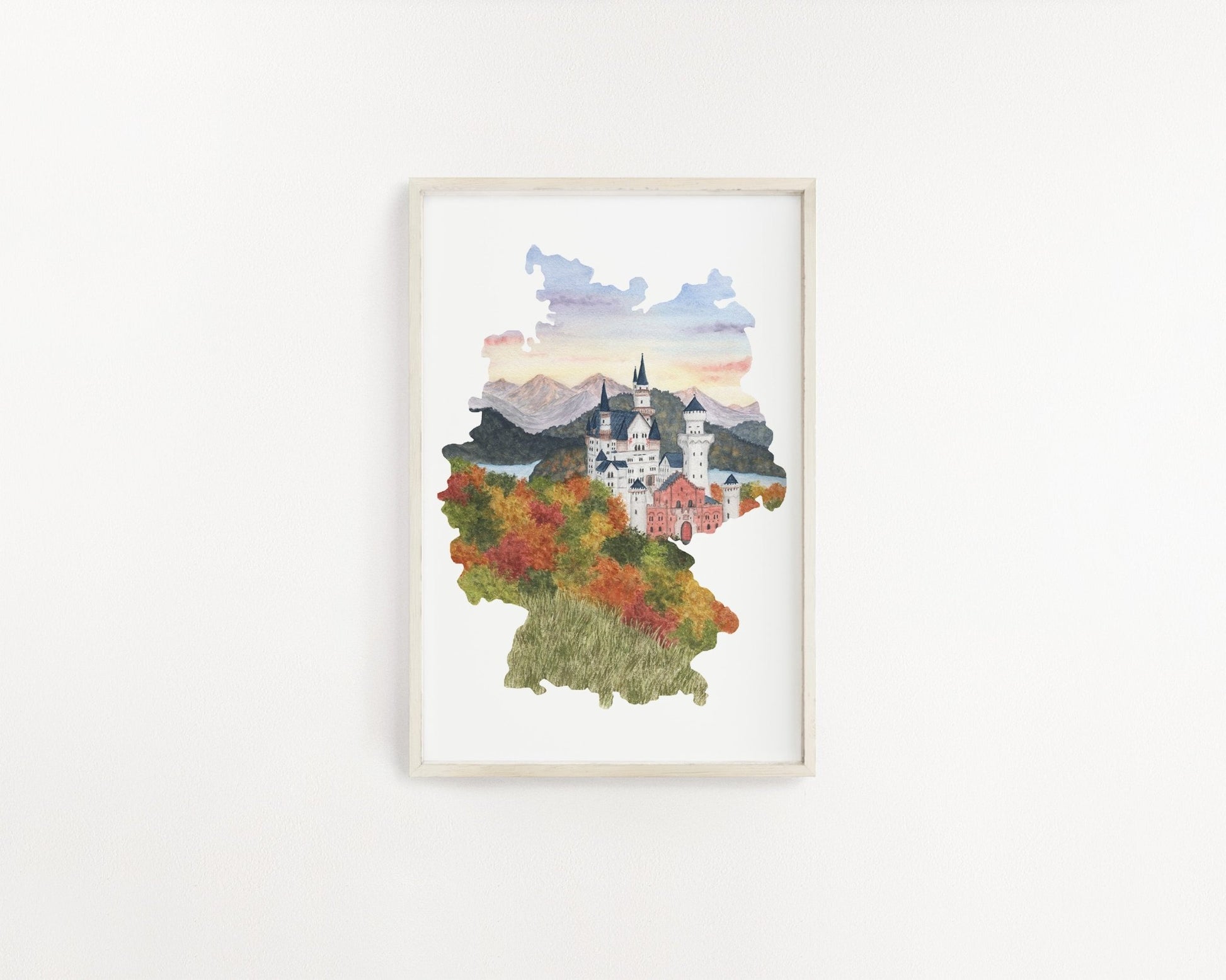Germany Watercolor Print, Germany Painting, Neuschwanstein Castle, Germany Gift Emilie Taylor Art