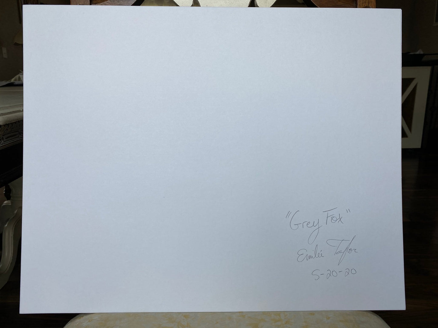 Grey Fox Original Painting Mated to size 16x20 Emilie Taylor Art