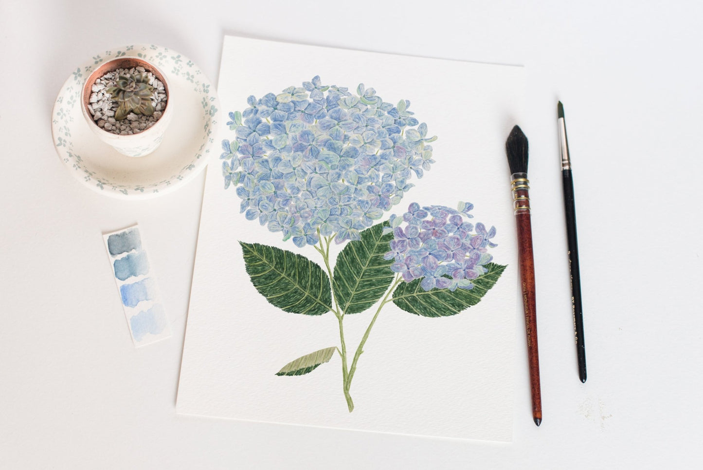 Hydrangea Print, Watercolor Hydrangea Painting, Blue Floral Art, Floral Print Emilie Taylor Art