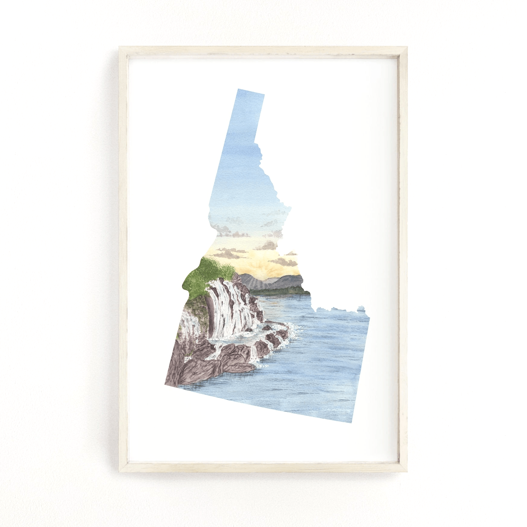 Idaho Watercolor Painting, Idaho State Art, Home State Print, Idaho Travel Gift, Idaho Map Art Emilie Taylor Art