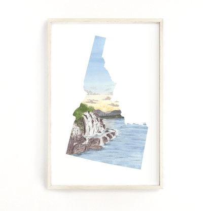 Idaho Watercolor Painting, Idaho State Art, Home State Print, Idaho Travel Gift, Idaho Map Art Emilie Taylor Art