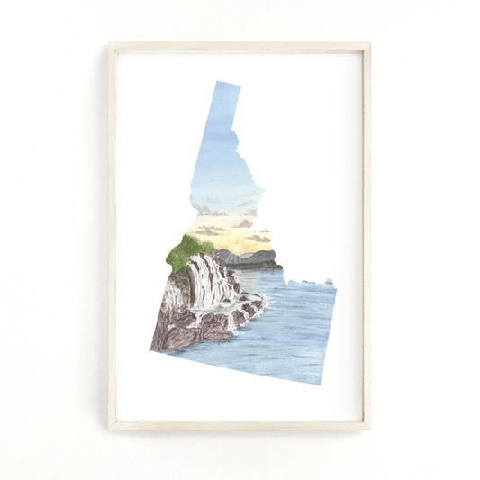 Idaho Watercolor Painting, Idaho State Art, Home State Print, Idaho Travel Gift, Idaho Map Art Emilie Taylor Art