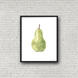 Watercolor Pear Painting, Kitchen Wall Art, Dining Room Decor, Watercolor Fruit, Pear Art - Emilie Taylor Art