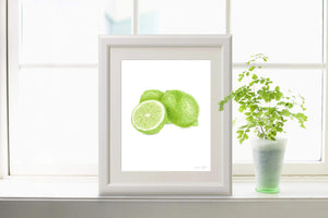 Watercolor Lime Print, Lime Painting, Dining Room Decor, Fruit Print, Fruit Art, Watercolor Lime - Emilie Taylor Art
