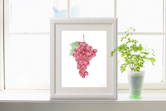 Watercolor Grapes Print, Kitchen Art, Grapes Decor, Fruit Print, Grape art vineyard Gift, Fruit Art - Emilie Taylor Art