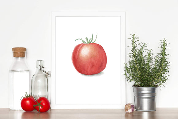 Watercolor Tomato Painting, Vegetable Print, Fruit Art, Gardener Gift, Watercolor Tomato print - Emilie Taylor Art