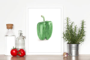 Watercolor Green Pepper Painting, Pepper Art, Gardener Gift, Watercolor Pepper, Green Pepper - Emilie Taylor Art