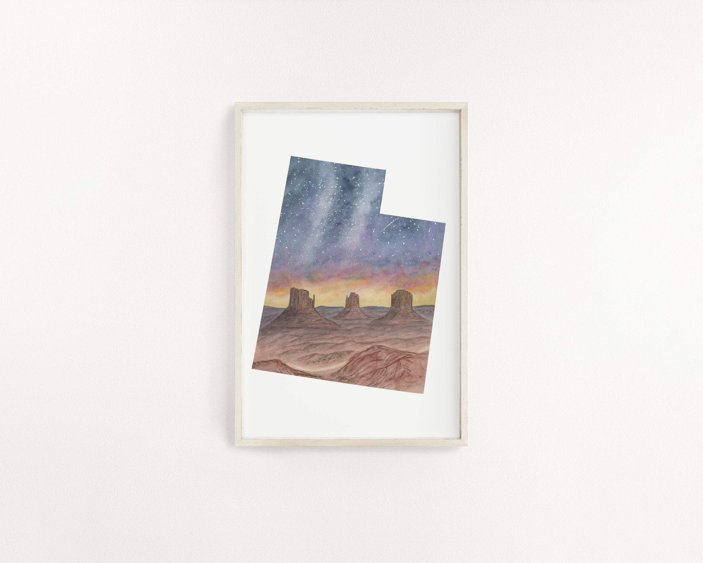 Utah Watercolor Painting, Utah State Art, Utah Map Print, Utah Gift, Monument Valley Print, UT Art - Emilie Taylor Art
