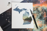 Michigan Watercolor Print, Michigan State Art, Home State Art, MI Map, Michigan Map Art - Emilie Taylor Art