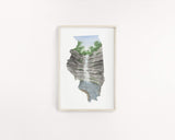 Illinois Watercolor Painting, Illinois Art, Illinois Map, Starved Rock State Park IL, French Canyon - Emilie Taylor Art