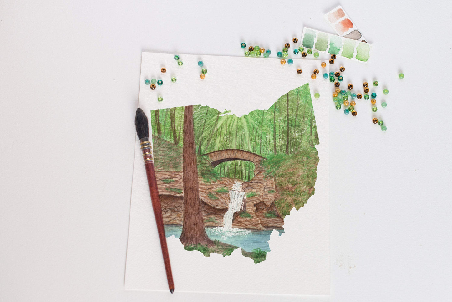 Ohio Watercolor Print, Ohio State Art, Home State Art, Ohio State Shape Art, Ohio map art - Emilie Taylor Art