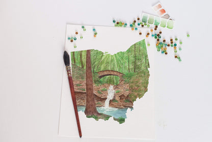 Ohio Watercolor Print, Ohio State Art, Home State Art, Ohio State Shape Art, Ohio map art - Emilie Taylor Art