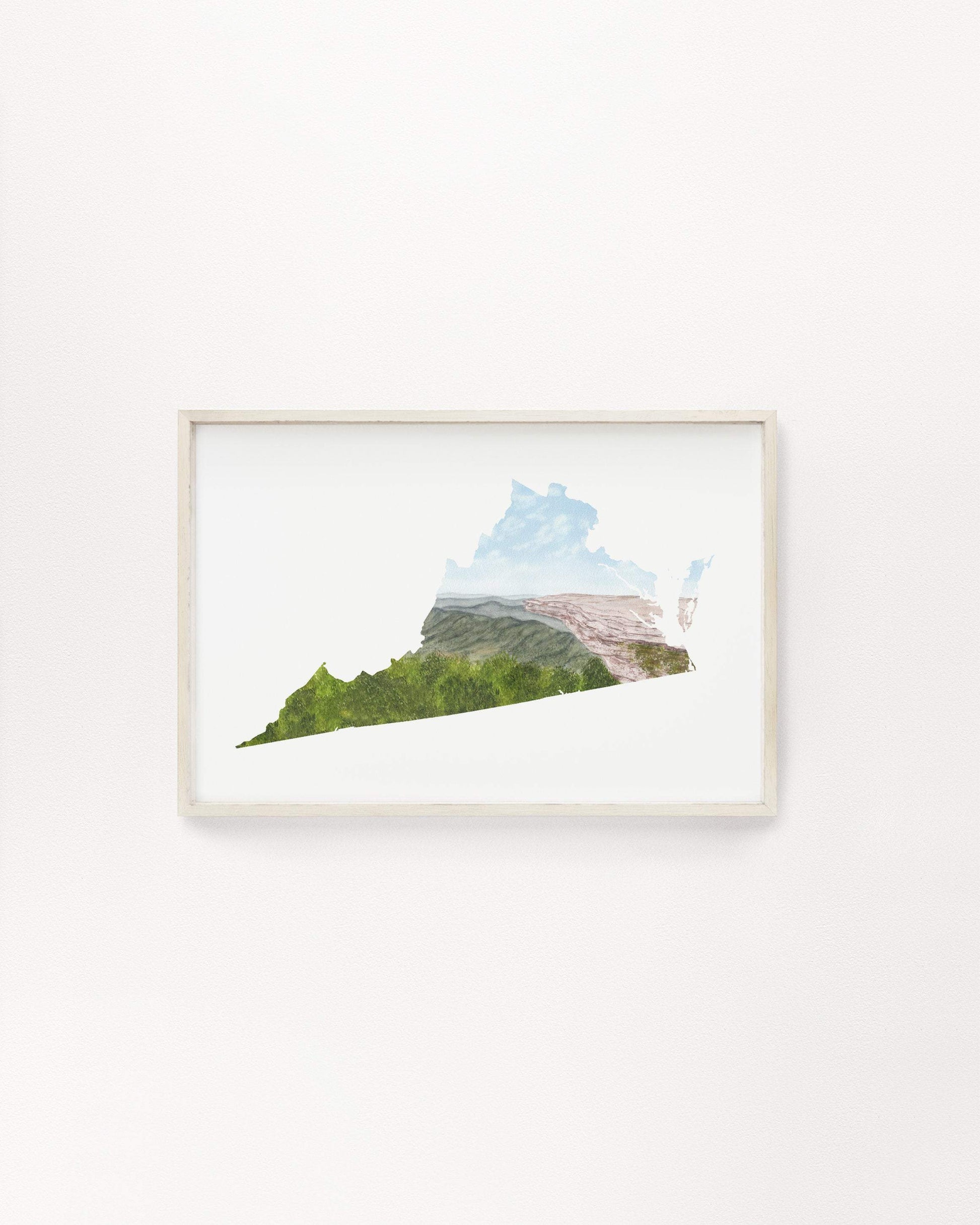 Virginia Watercolor Print, Virginia State Art, Virginia Painting,Virginia Map, Virginia Gift - Emilie Taylor Art