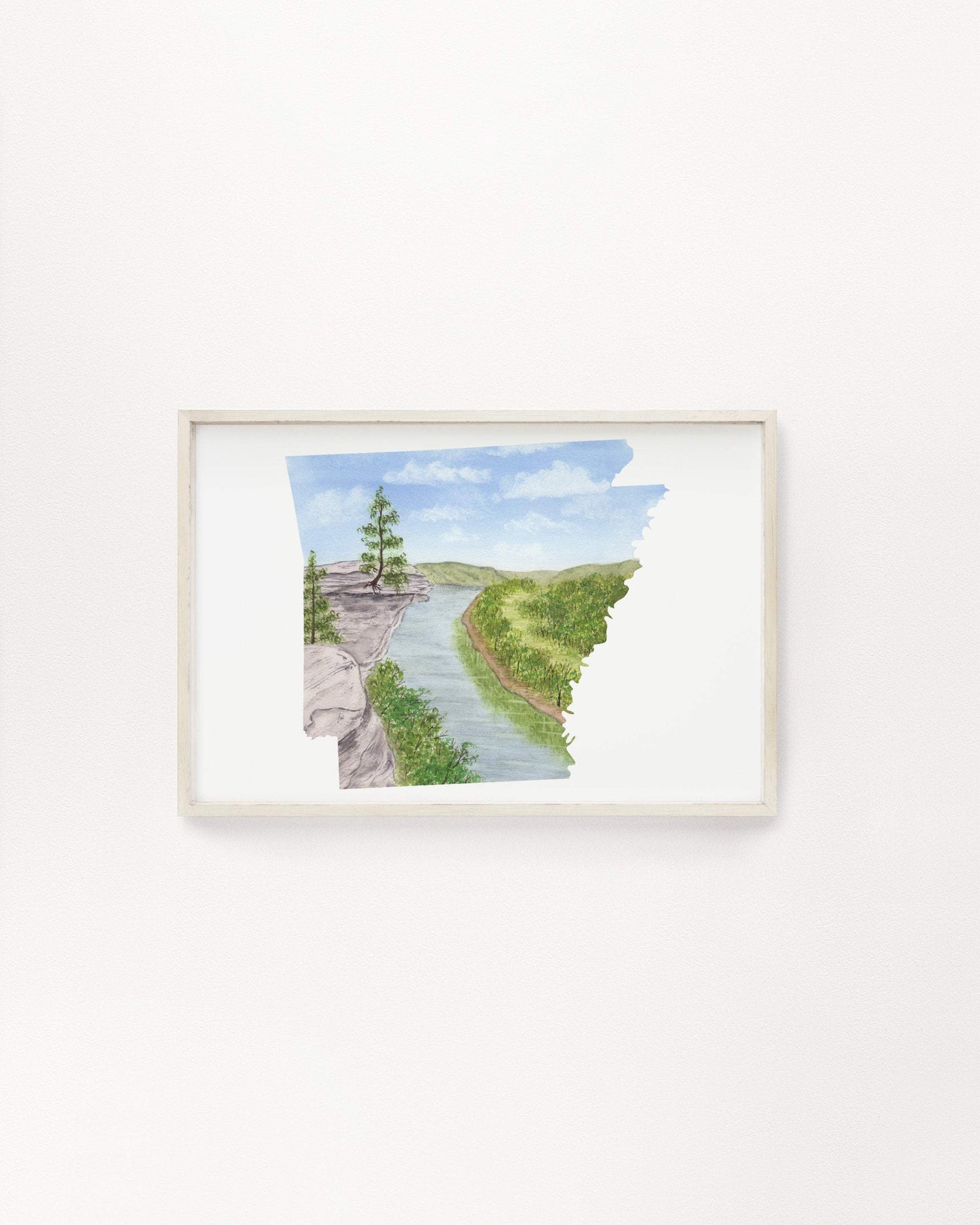 Arkansas Watercolor Print, Arkansas State Art, Arkansas Painting, Arkansas Map, Arkansas Gift,