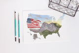 USA Watercolor Print, United States Painting, US Traveler Gift, USA Flag Print, Mount Rushmore Gift - Emilie Taylor Art