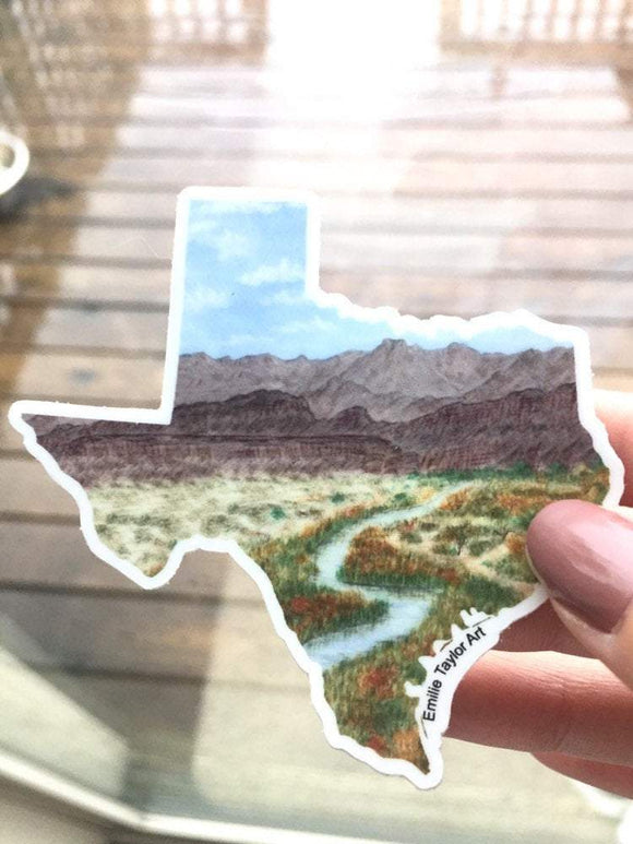 Texas Decal, Watercolor Texas Sticker, TX Car Decal, State Decal, State Sticker, Texas Sticker - Emilie Taylor Art
