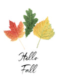 Watercolor fall Card, Hello Fall Card, Fall Leaves Card, Fall Greeting Card, Thanksgiving Card - Emilie Taylor Art