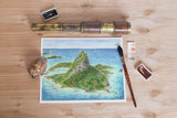 Fantasy Island Watercolor Painting, Island Art, Tropical Island Print, Paradise Vacation Souvenir - Emilie Taylor Art