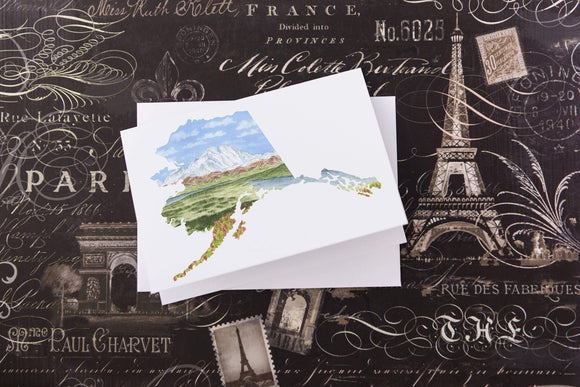 Alaska Greeting Card, Watercolor Home State Gift, Blank Card, Alaska Souvenir, Alaska Gift, - Emilie Taylor Art