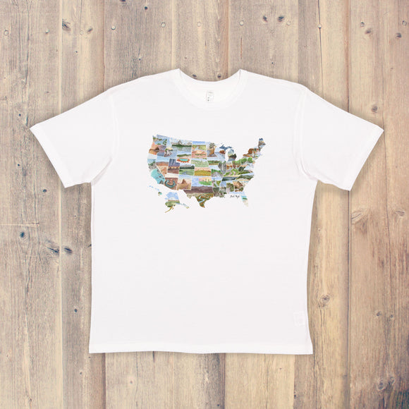 US Map T-shirt | USA Tee | Home State Shirt | America Pride Shirt | 50 States T-shirt | Watercolor US Art Tee