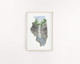 Illinois Watercolor Painting, Illinois Art, Illinois Map, Starved Rock State Park IL, French Canyon Emilie Taylor Art
