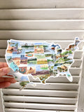 Large USA Map Decal, Watercolor US Sticker, United States Car Decal, US Decal, US bumper Sticker - Emilie Taylor Art
