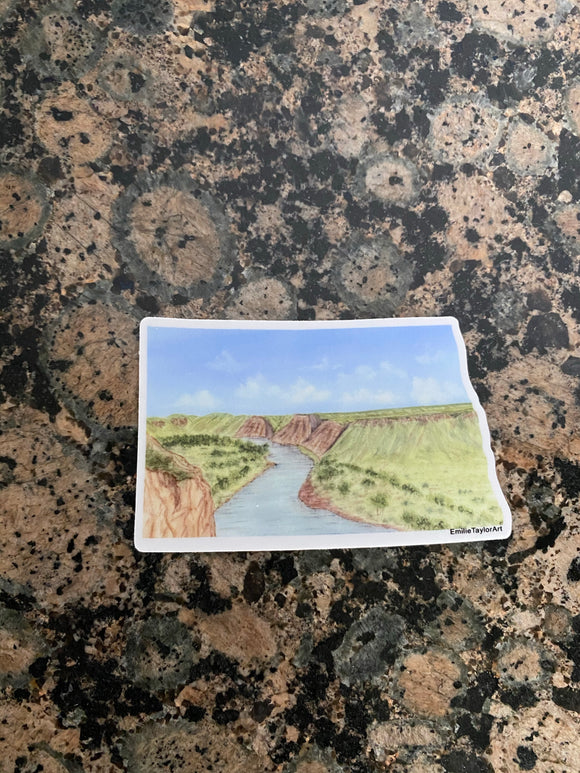North Dakota Decal, Watercolor North Dakota Sticker, ND Car Decal