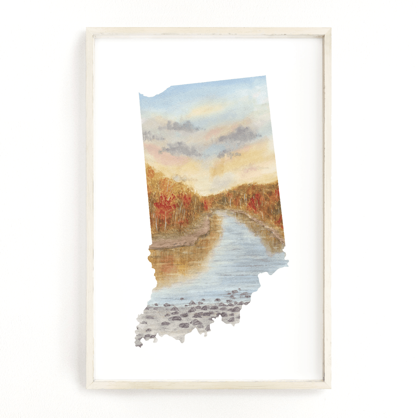 Indiana Watercolor Print, Indiana State Art, Indiana Print, Indiana map art, Indiana Poster Emilie Taylor Art