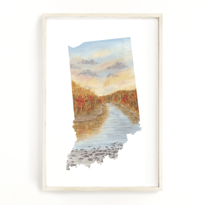 Indiana Watercolor Print, Indiana State Art, Indiana Print, Indiana map art, Indiana Poster Emilie Taylor Art