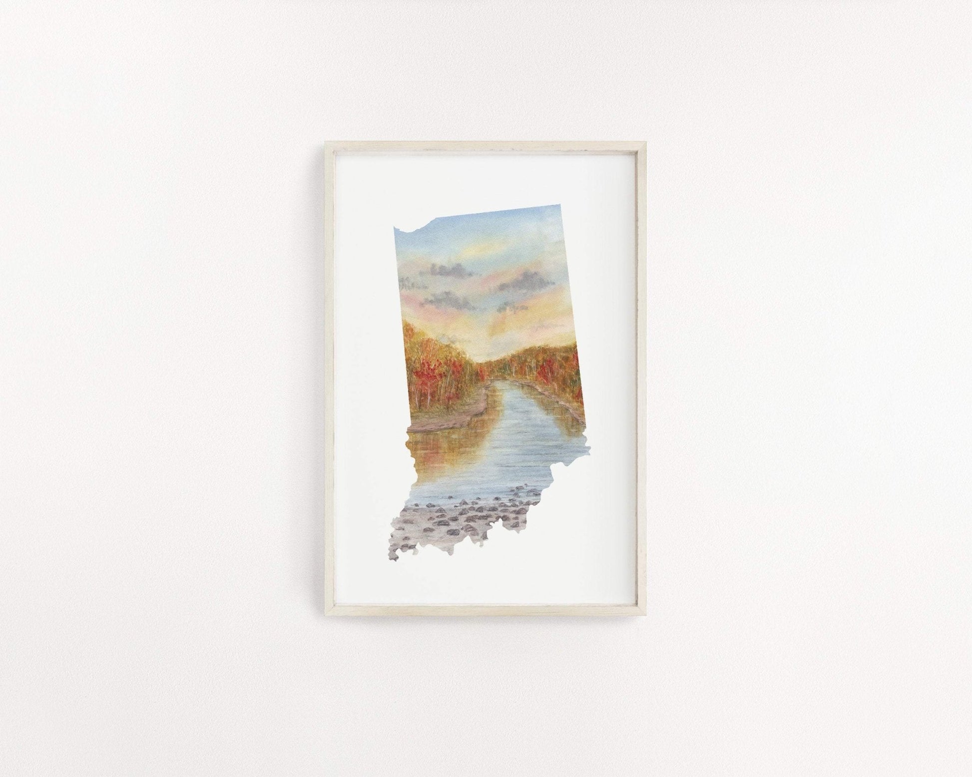 Indiana Watercolor Print, Indiana State Art, Indiana Print, Indiana map art, Indiana Poster Emilie Taylor Art