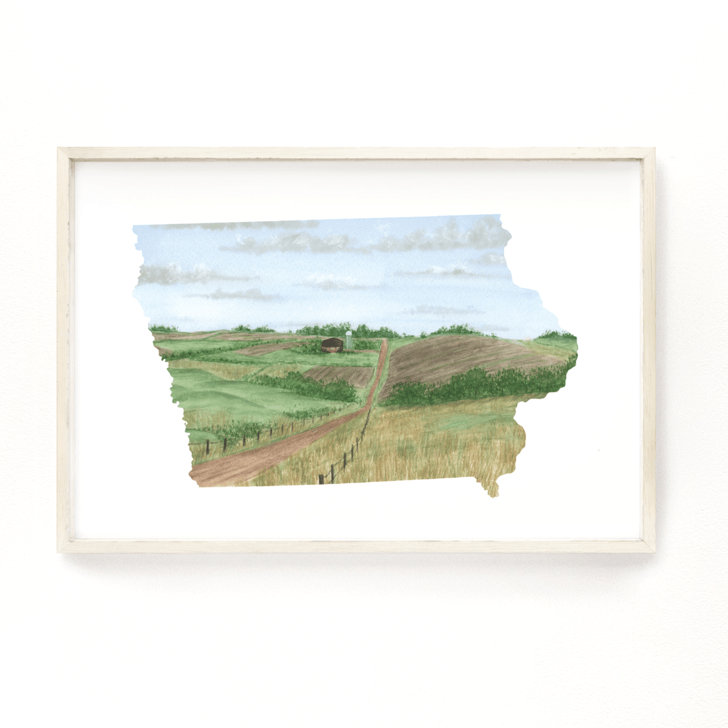 Iowa Watercolor Painting, Iowa State Art, Iowa Home State Print, Iowa Gift, Iowa Art Emilie Taylor Art