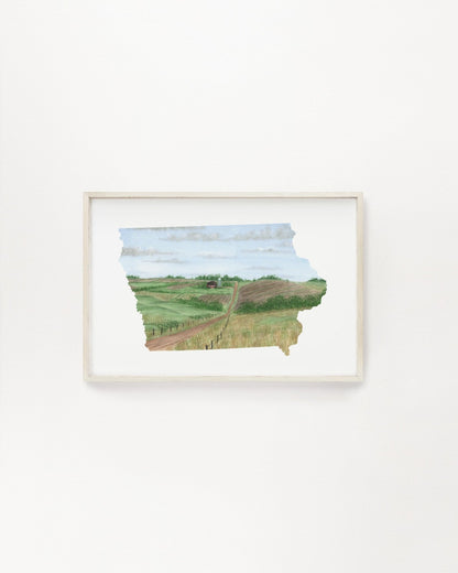 Iowa Watercolor Painting, Iowa State Art, Iowa Home State Print, Iowa Gift, Iowa Art Emilie Taylor Art