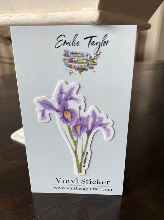 Iris Decal, Watercolor Iris Sticker, Purple Iris, Mini Iris Decal, Botanical Decal, Waterproof Decal, Flower Sticker, Floral Decal Emilie Taylor Art